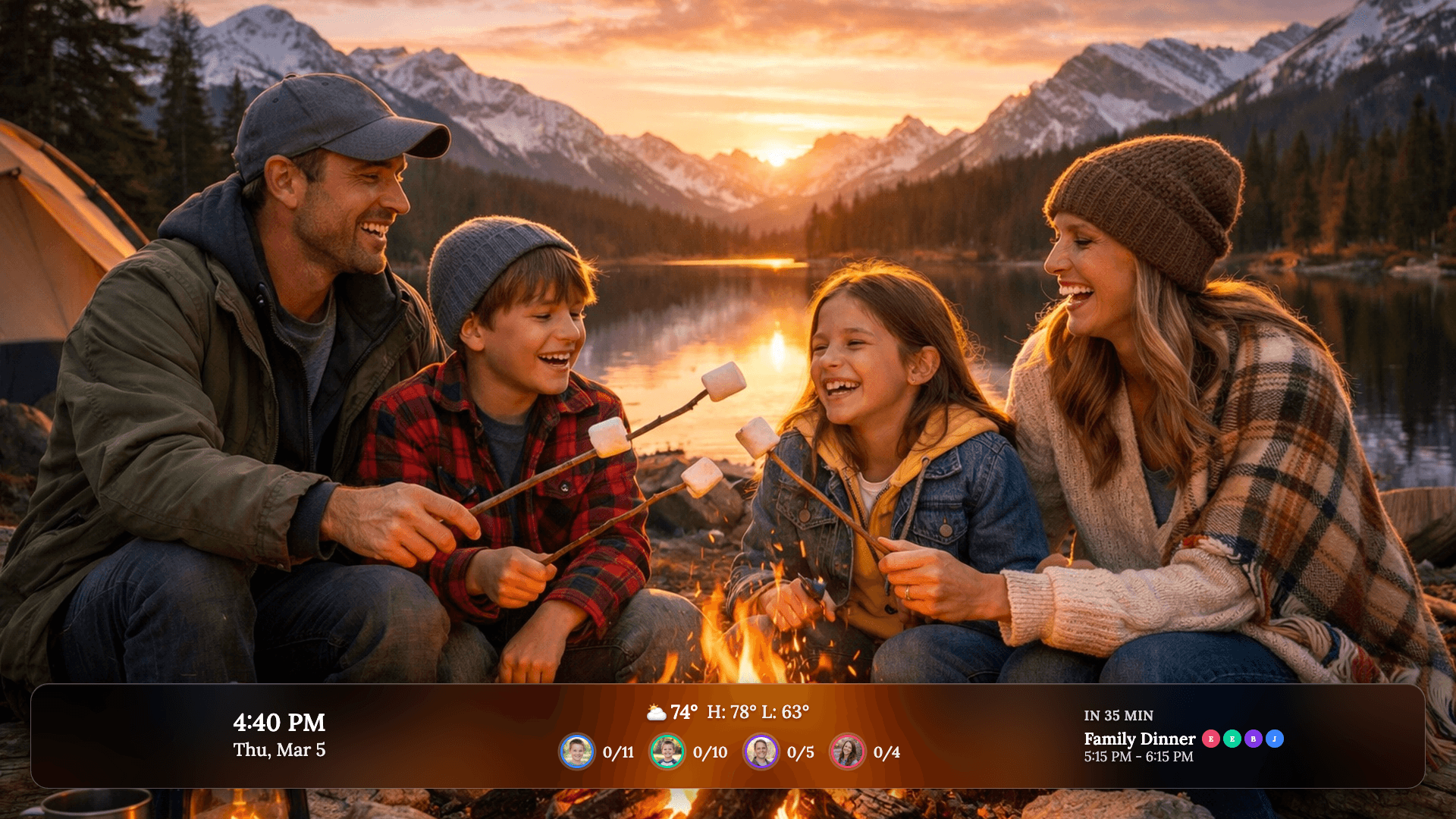 A family photo as a slideshow on the TV